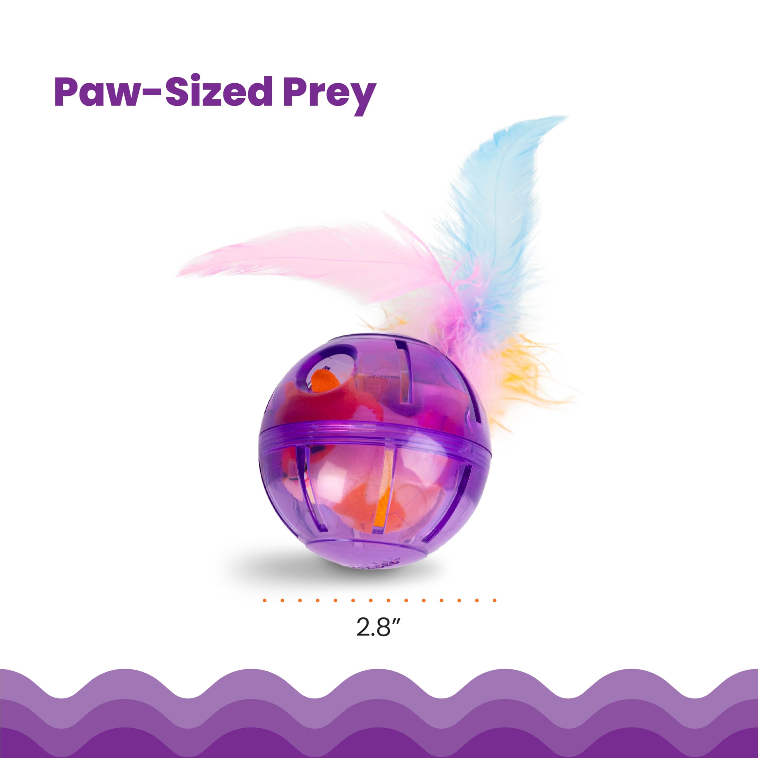 Catstages Hamster Ball Interactive Treat Stuffer For Cats With Plush Toy Inside, Purple